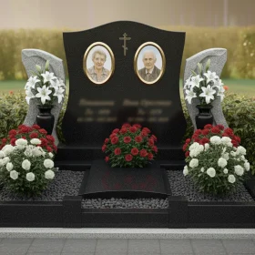 Гранитный вертикальный православный памятник на одного - ПН199