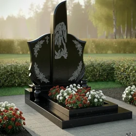 Мемориальный комплекс с гранитным православным памятником - ПН229