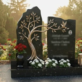 Элитный светский комбинированный памятник на двоих - ПН234