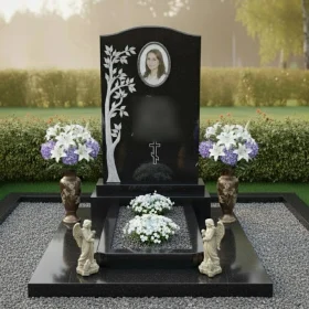 Элитный православный вертикальный гранитный памятник - ПН289