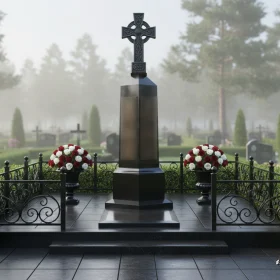 Вертикальный гранитный памятник на одного - ПН677