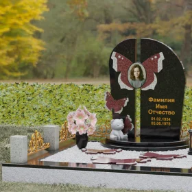 Гранитный вертикальный светский памятник для одного - П238