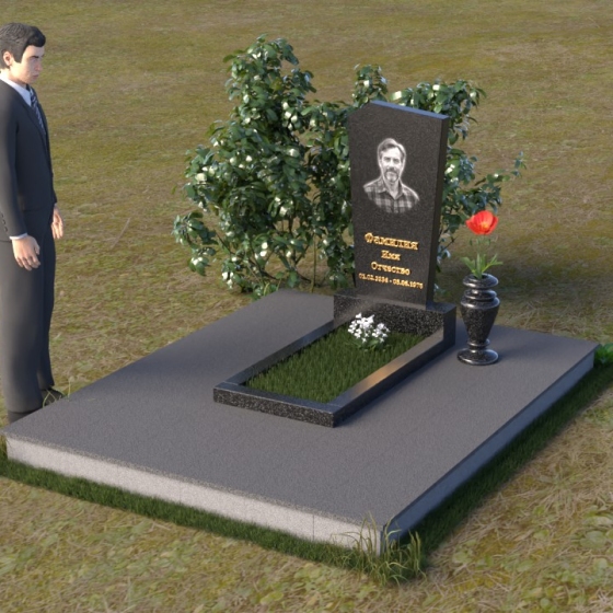 Строгий гранитный памятник с закругленным верхом