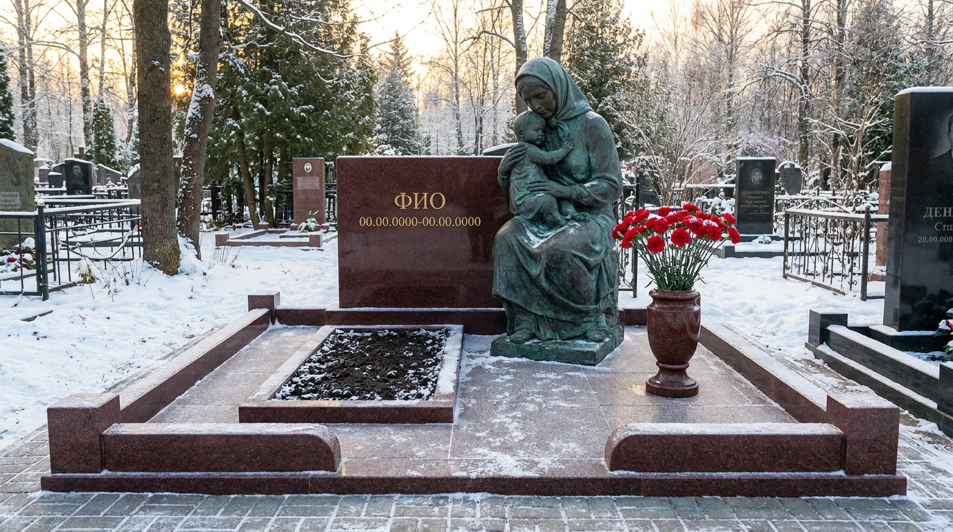 Пример дизайна: Бронзовый мемориал с резной фигурой в полный рост со скорбящей матерью
