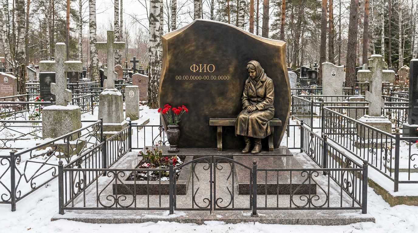 Пример дизайна: Бронзовый мемориал с мемориальной скульптурой со скорбящей матерью