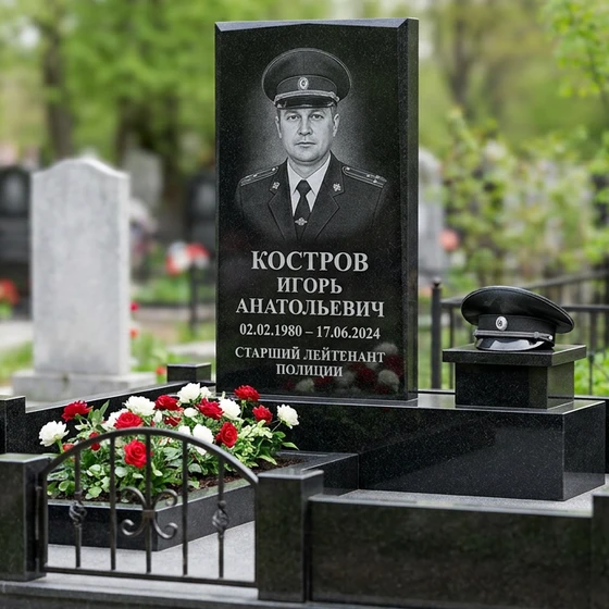 Памятник лейтенанту полиции с фуражкой
