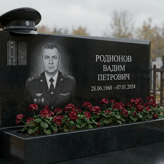 Памятник полицейскому — горизонтальная стела с фуражкой