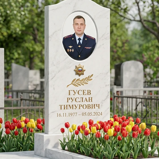 Памятник полицейскому из мрамора с фотокерамикой