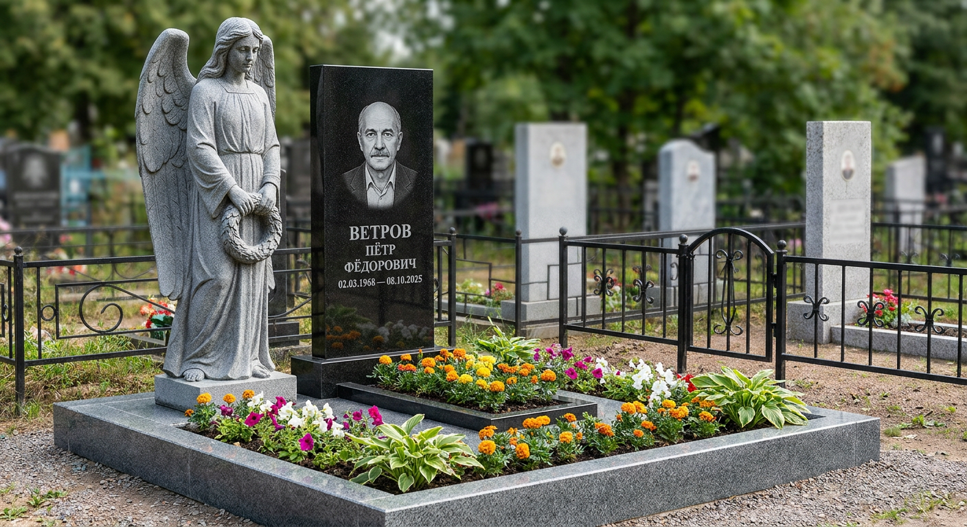 Пример дизайна: Гранитный памятник строгой формы с гравировкой военной звезды — фото и цена