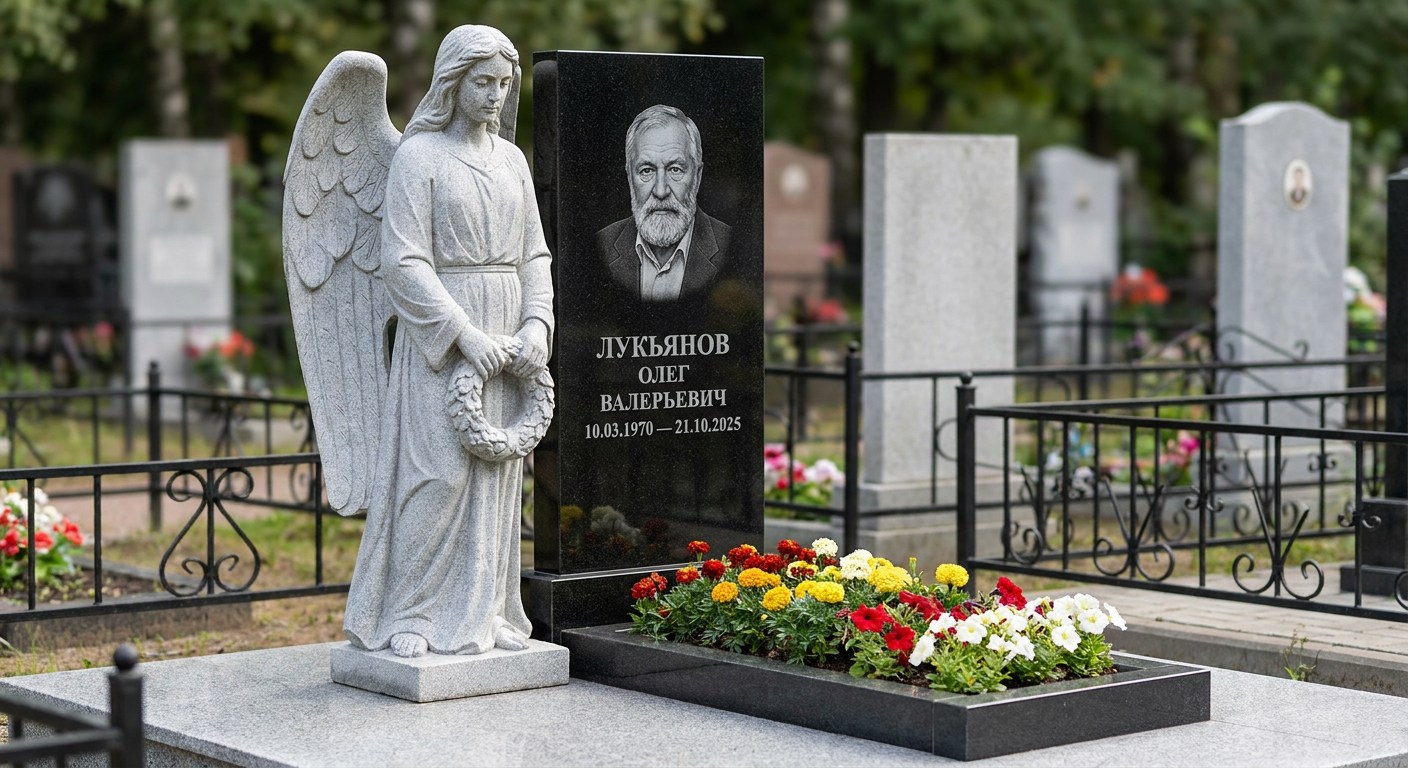Пример дизайна: Гранитный памятник в виде раскрытой книги с цветником — фото и цена