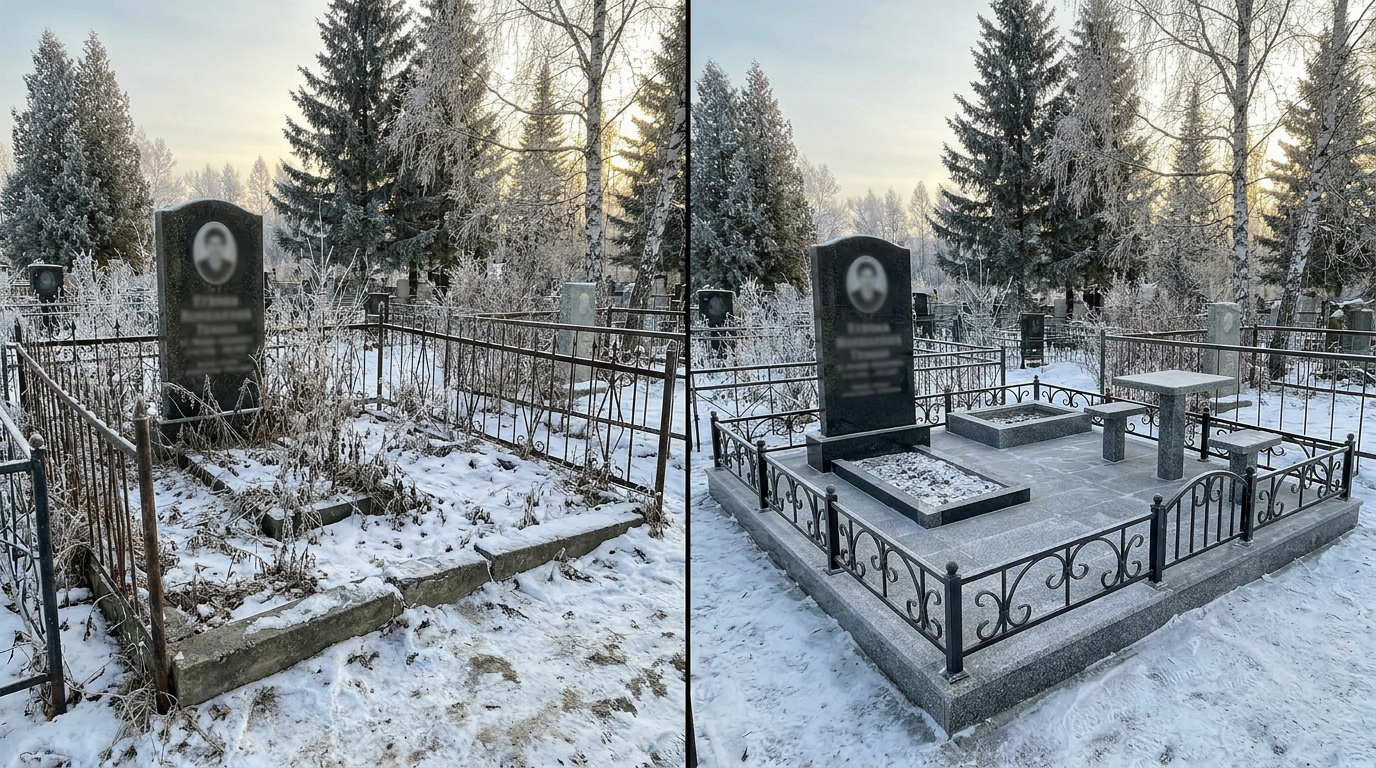Благоустройство могилы в Красноярске — пример 2